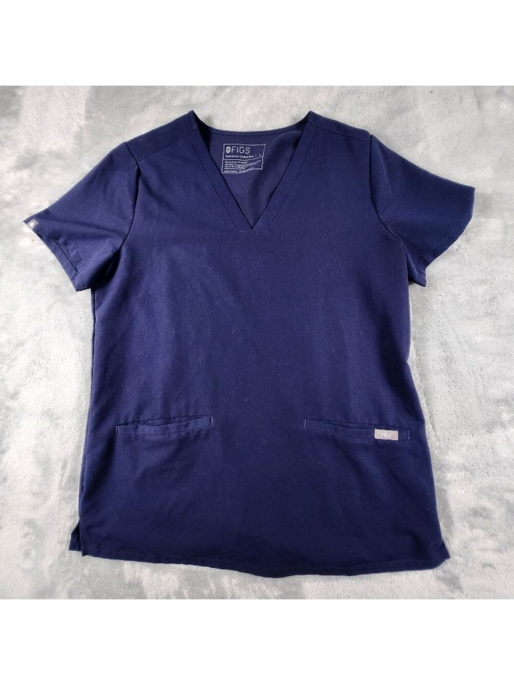 Figs Casma Three Pocket Scrub Top Small Blue Vneck Medical Nurse Vet Tech Comfy